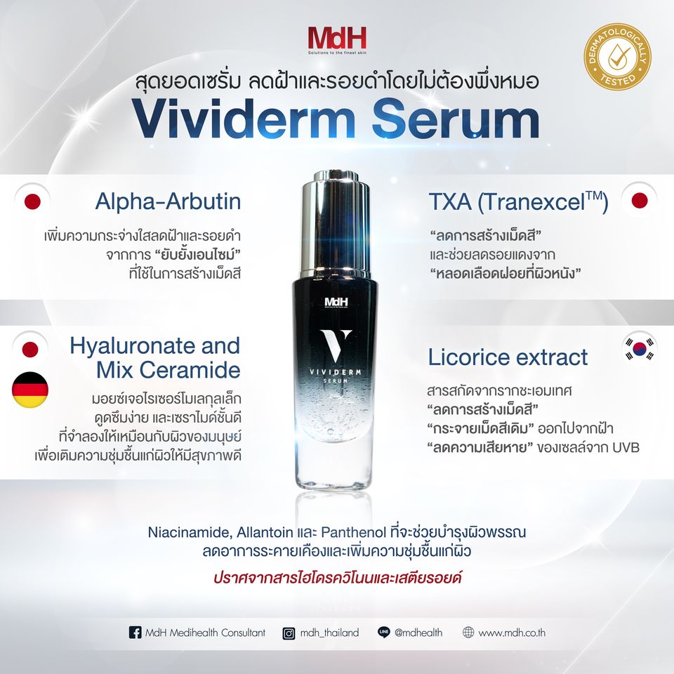 สารประกอบหลัก Vividerm serum